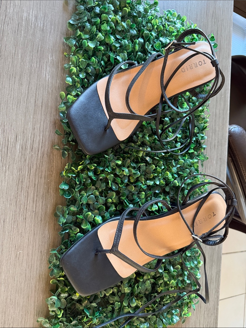 torrid Black Strappy Square-Toe Lace-Up Sandals